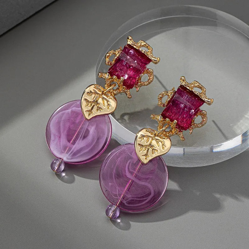NISHIZAWA Vintage Earrings for Women Geometric Palace Style Elegant Jewelry Rhinestones Simple Fashion Aretes De Mujer