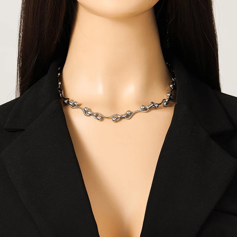 EILIECK 316L Stainless Steel Chain Necklace New Metal Texture Silver Color Fashion Necklace Waterproof Jewelry Bijoux Femme Gift