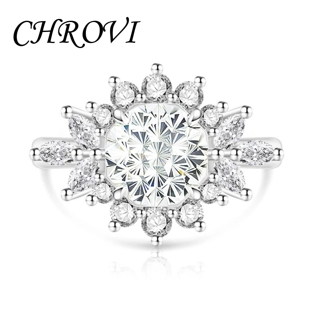 925 pure silver trendy colored gemstone sunflower ring for women, fashionable and versatile finger ring