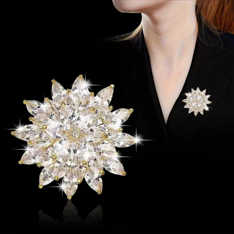 1PC Temperament Elegant Snowflake Brooch Women Exquisite Coat Pins Wedding Engagement Fashion Corsage Jewelry Accessories
