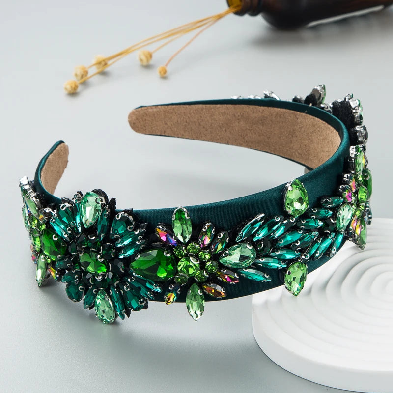 Hair Band Baroque Fashion Shiny Glass Diamond Vintage Headband Light Luxury Temperament Trend Party Wide Edge Hair Accessories