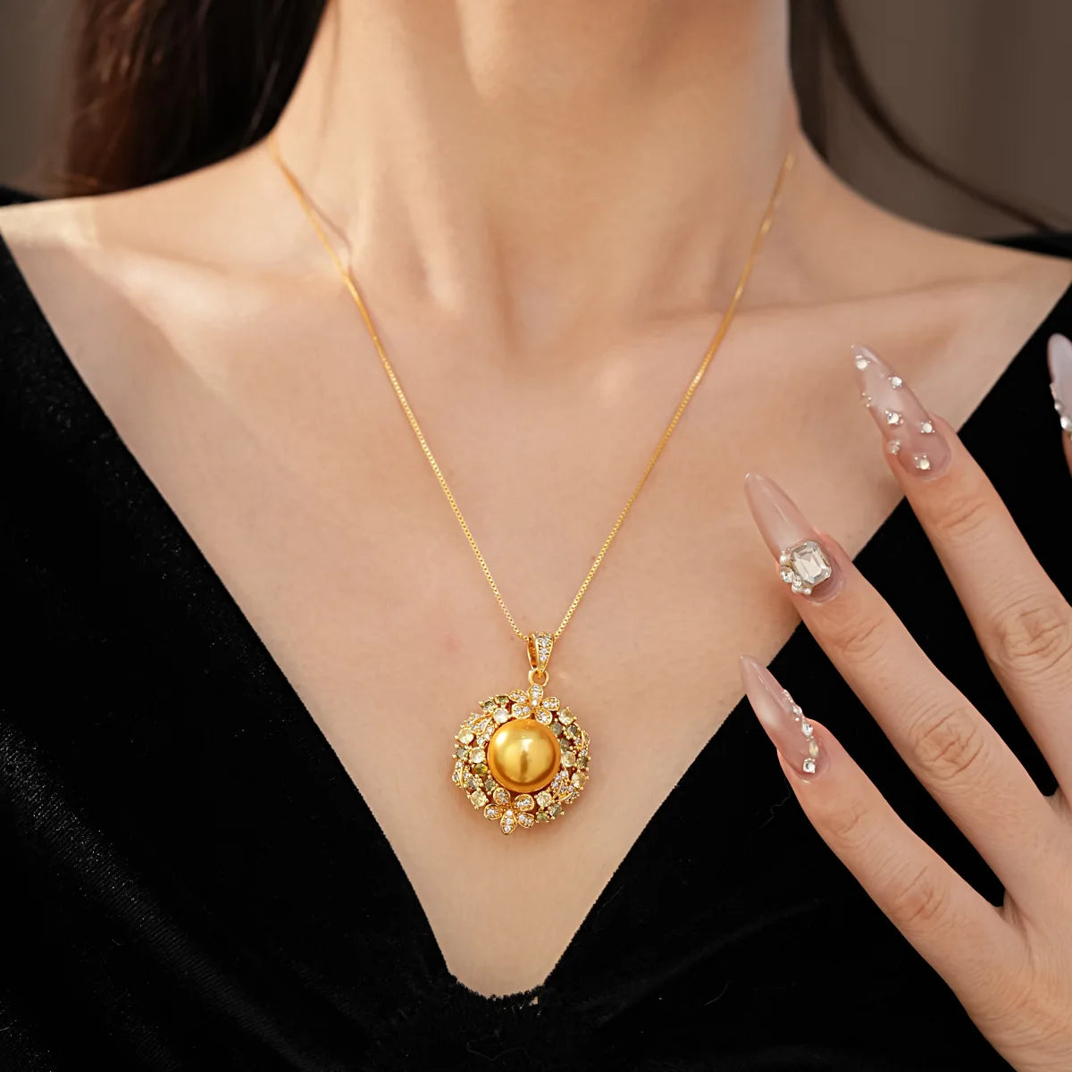 3Pcs/4 Pcs Party Jewelry Set Large Size Pearl Necklace Earrings Rings Ladies Fashion Shiny Zircon Jewelry for Party Banquet K