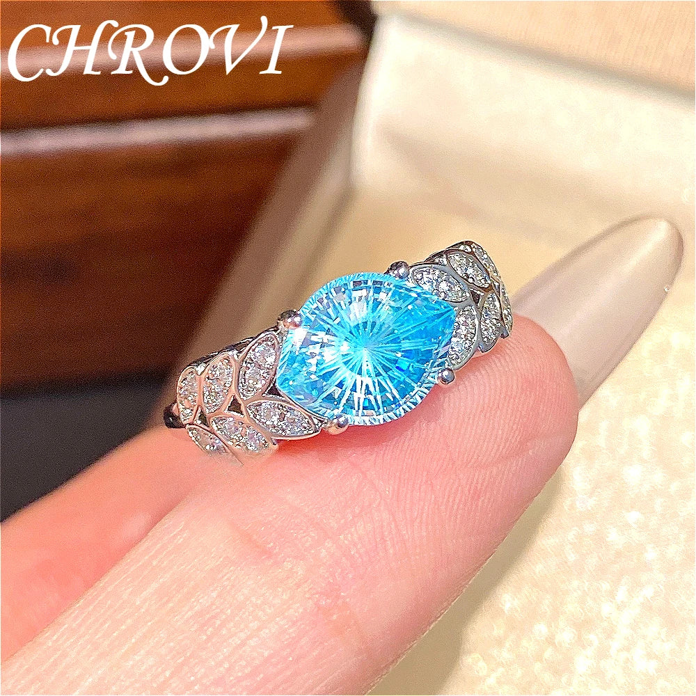 Luxury 925 Sterling Silver New Model Flashing Devil's Eye Ring High-End Fashion Micro-set Wheat-shaped Precious Gemstone Ring