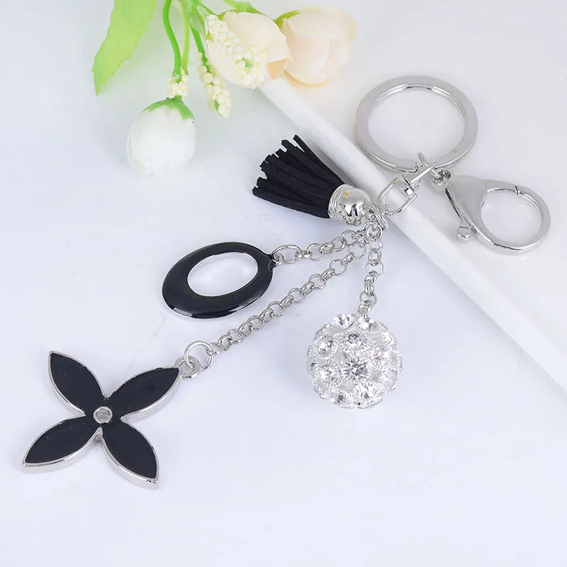 EASYA Love Clover Creative Gift Key Chain Alloy Rhinestone Key Chain Bag Pendant Women Handbag Charm Car Accessories Small Gift