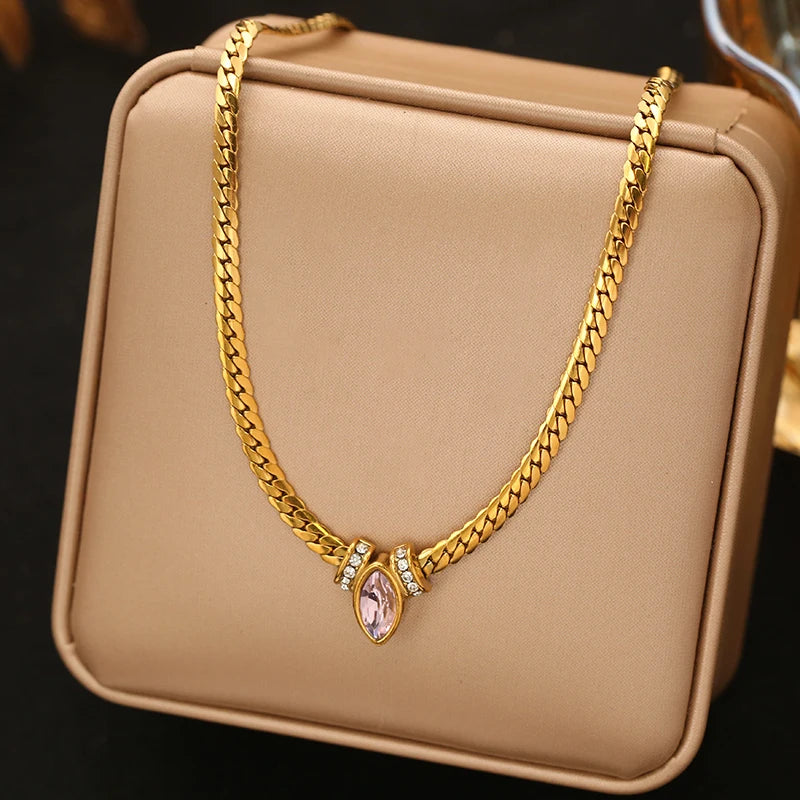 EILIECK 316L Stainless Steel Heart Chokers Necklace For Women New Fashion Collar Neck Chain Waterproof Gold Color Jewelry Gift