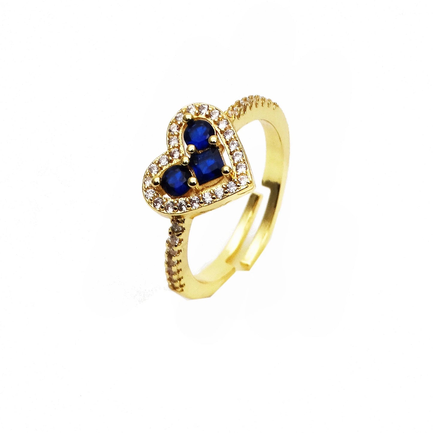 Opening Adjustable Heart Shaped Love Ring Copper Gold Plated Inlay Color plant Flower for women Party Jewelry