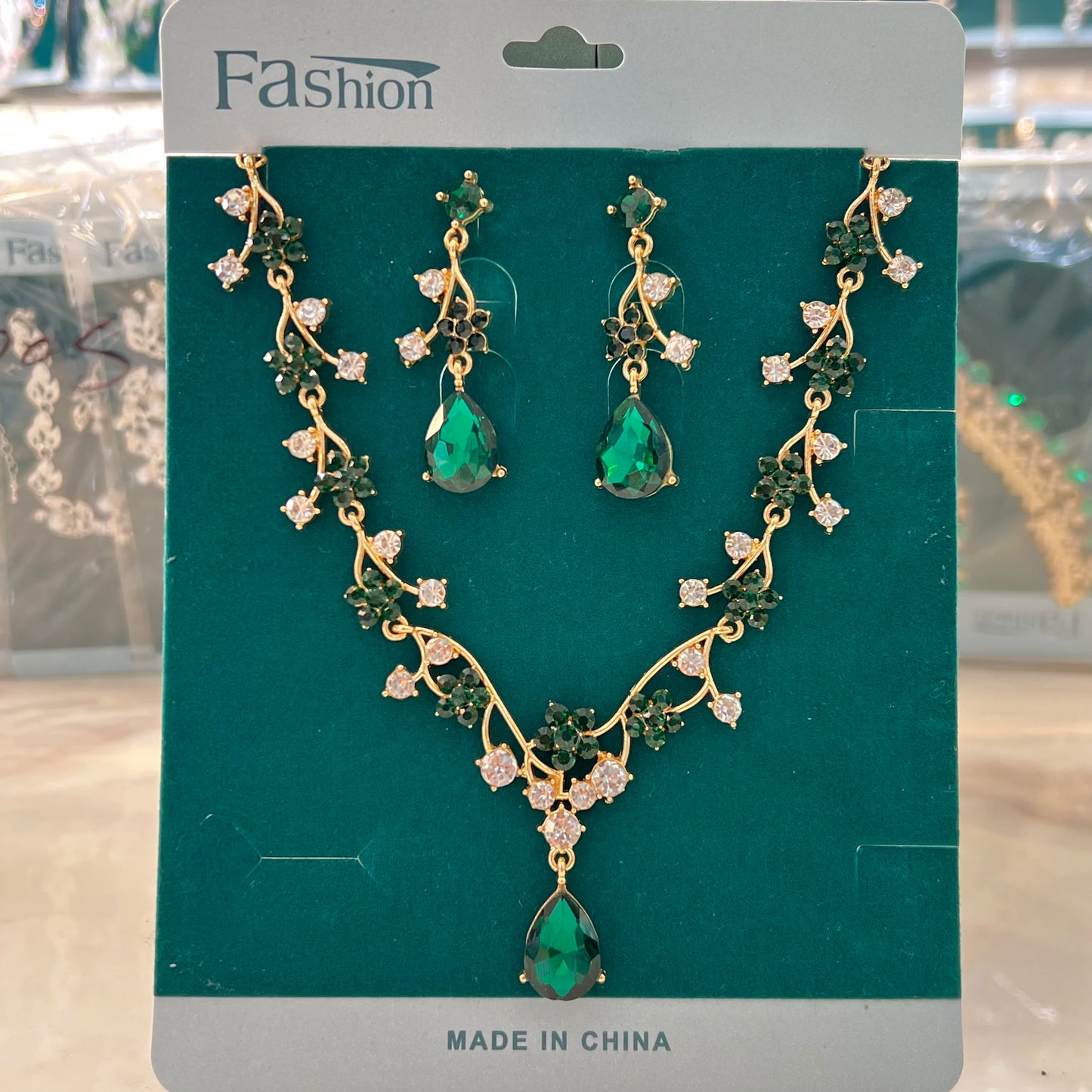 Light Luxury Diamond Inlaid Zircon Necklace Earrings Angel Tears Jewelry Two-Piece Set Wedding Accessories
