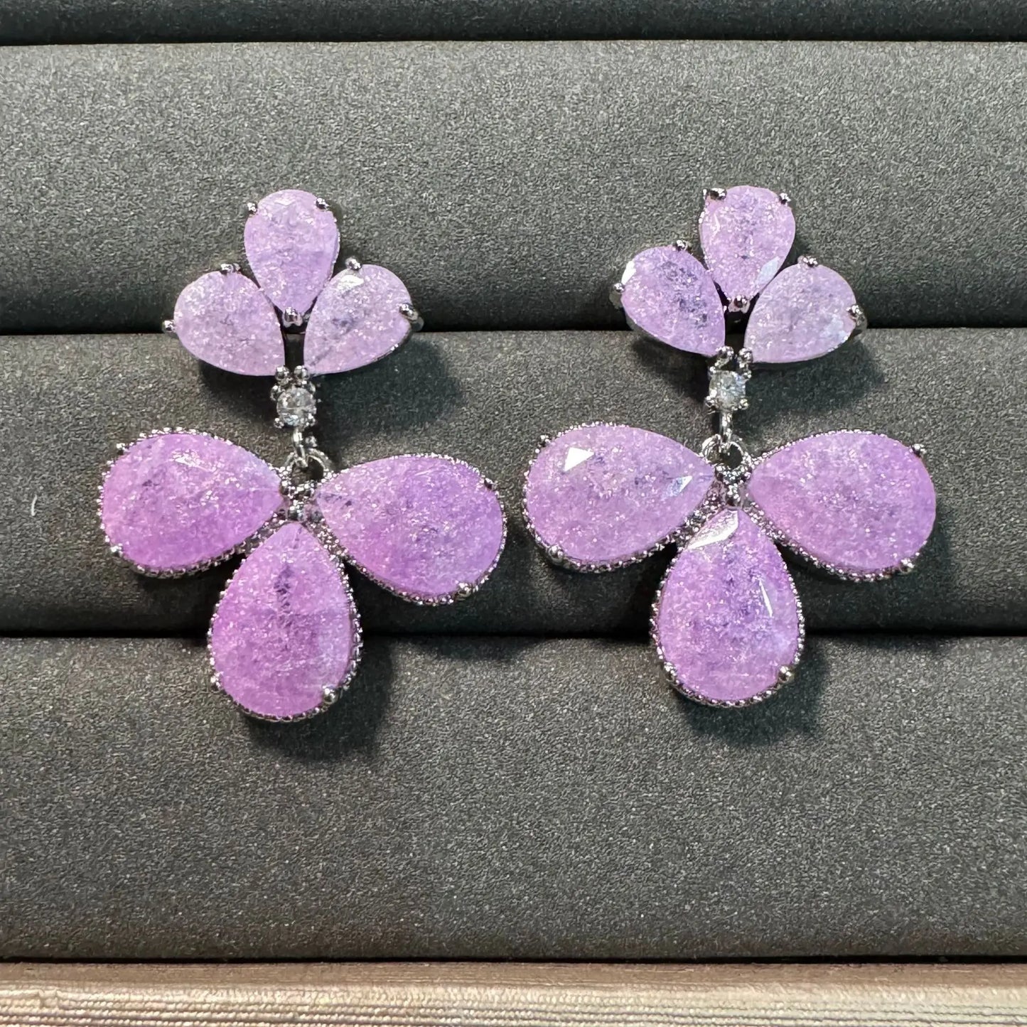 S925 Sterling Silver Colorful Ice Flower Zircon French Drop Earrings Geometric Fashion Jewelry for Women Girls Daily Wear Gift