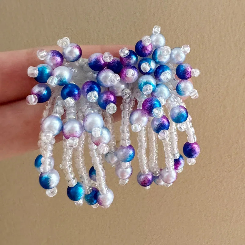 Colorful Beads Earrings for Women Summer Beach Style Flowers Sweet Jewelry Fashion Vacation Retro Pendientes Mujer
