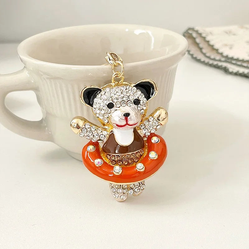 Colorful Bear Series Keychain Dazzling Colors Love Bow Bears Pendant Accompanying Gift Wedding Souvenir