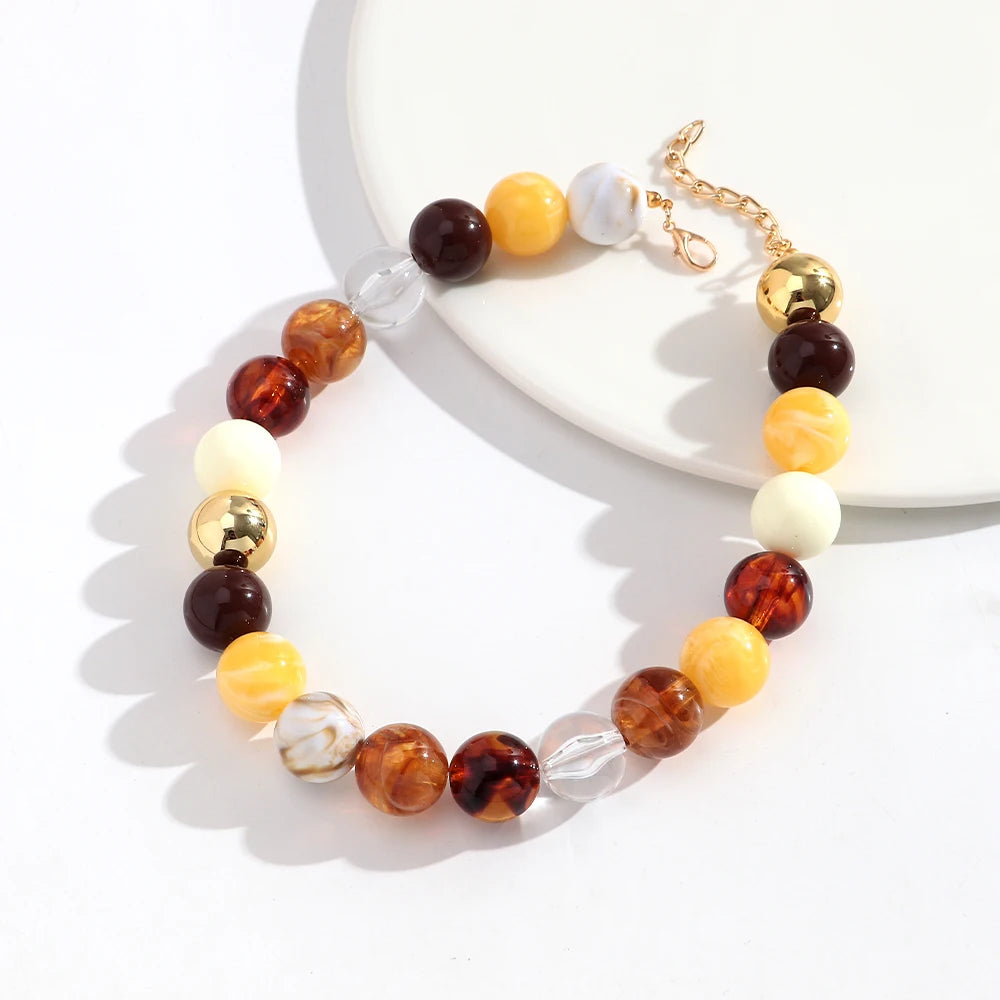 20mm Colorful Acrylic Geometric Round Beads Choker Necklace Fashion Resin Beaded Collar Necklaces New Jewelry Gifts