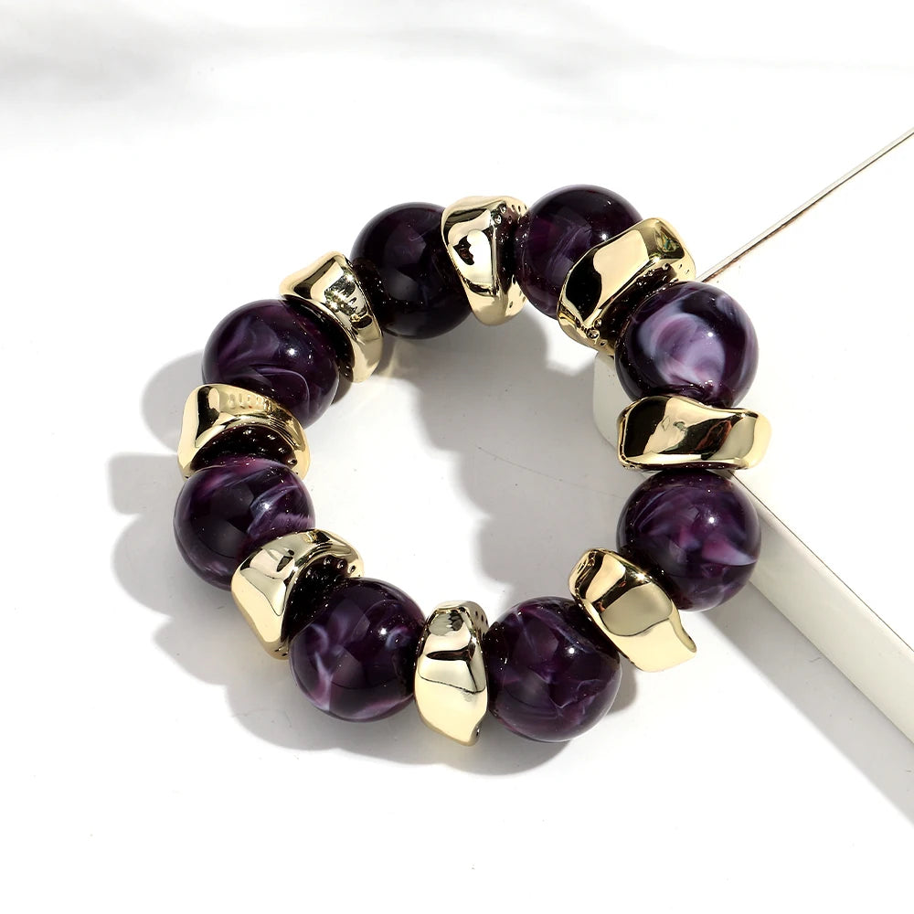 Trendy Acrylic Geometric Round Beads Stretch Bracelets for Women Fashion Irregular CCB Beaded Bangele Bracelet Jewelry Accessory