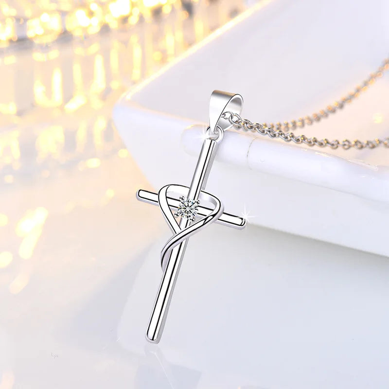 925 Sterling Silver Necklace Pendant AAA Zircon For Women Fashion Exquisite Student Girlfriend Jewelry Accessories Heart Gift
