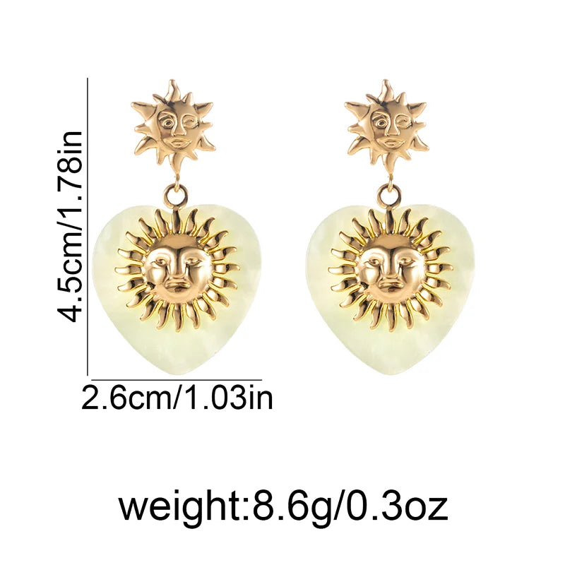 ANENJERY 316L Stainless Double Layer Steel Sun Flower Stud Earrings For Women Fashion French Vintage Luxury Niche Jewelry Gift