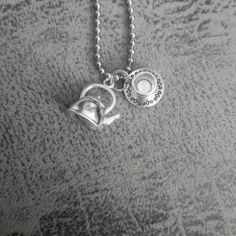 1PC Retro Fashion 2000s Aesthetics Teapot Beads Chain Charm Necklace Teapot with Teacu Necklace Bridesmaid Gift Jewelry