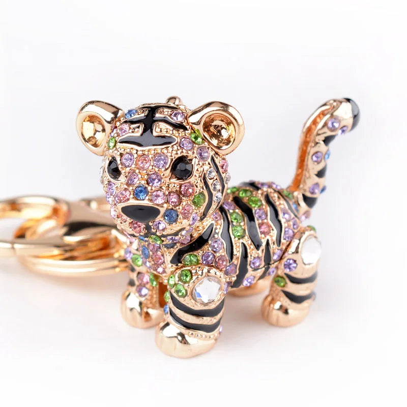 Fashion Rhinestone Crystal Metal Keychain Lovely Cartoon Marine Style Tortoise Fish Dolphin Keyring HandBag Car Pendant Gift