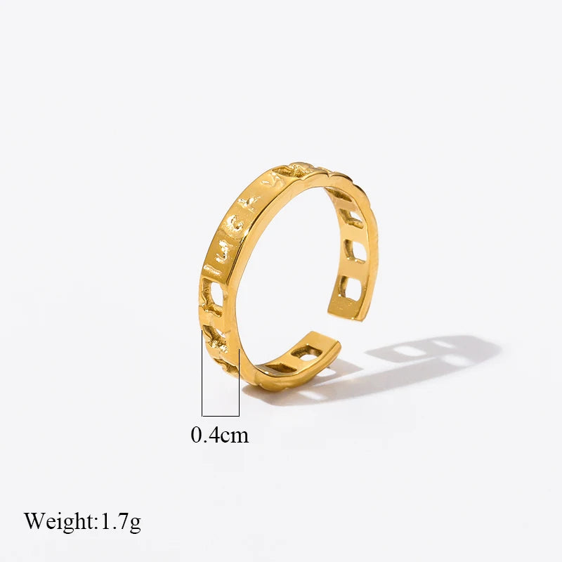 EILIECK 316L Stainless Steel Geometric Gold Color Cuff Rings For Women Girl Fashion New Jewelry Friend Gift Party anillos mujer