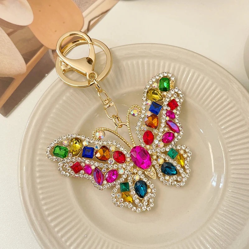 EASYA 2024 New Butterfly Keychain Collection Rhinestone Crystal Inlaid Car Pendant Handicrafts
