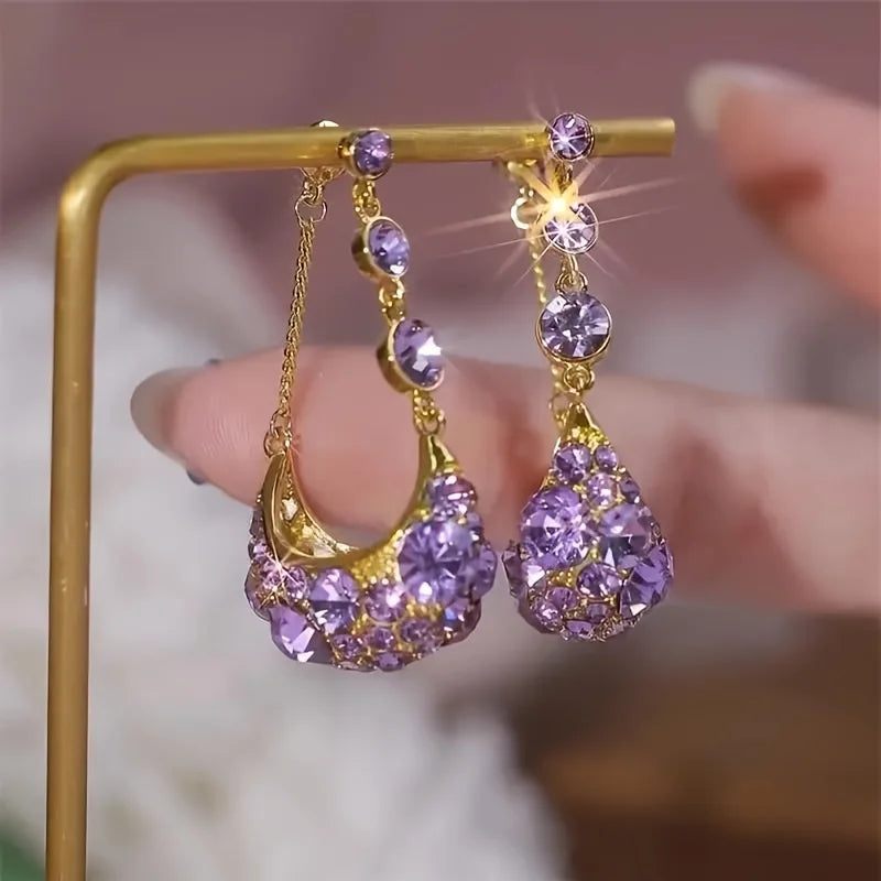 Exquisite Green Rhinestone Opal Tassel Earrings for Women Fashion Beautiful Daily Accessories Party Jewelry Gifts for Girlfriend