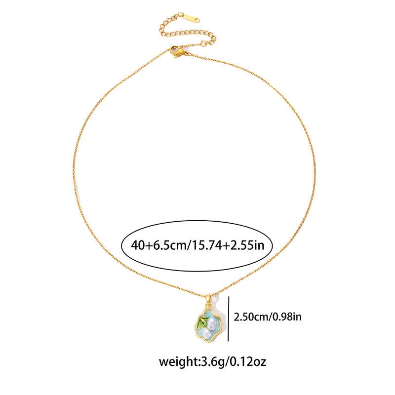 ANENJERY 316L Stainless Steel Irregular Pendant Flower Butterfly Heart Necklace For Women Romantic Niche Jewelry Gifts Wholesale