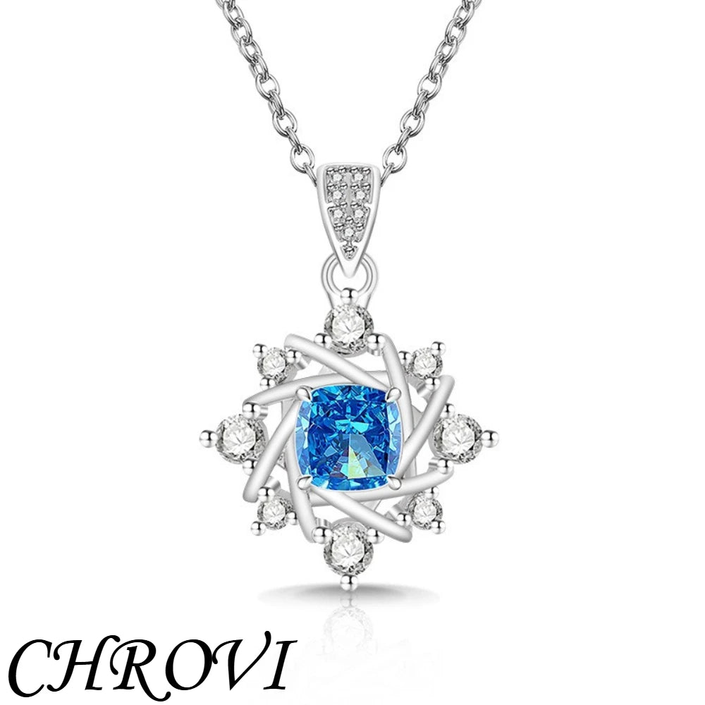 Exquisite 925 sterling silver gemstone ice flower octagonal star necklace, fashionable and versatile,high-carat diamond necklace