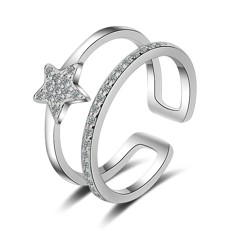 New 925 Sterling Silver Ring Heart Adjustable Simplicity Fashion Exquisite Student Girlfriend Jewelry Accessories Wedding Party