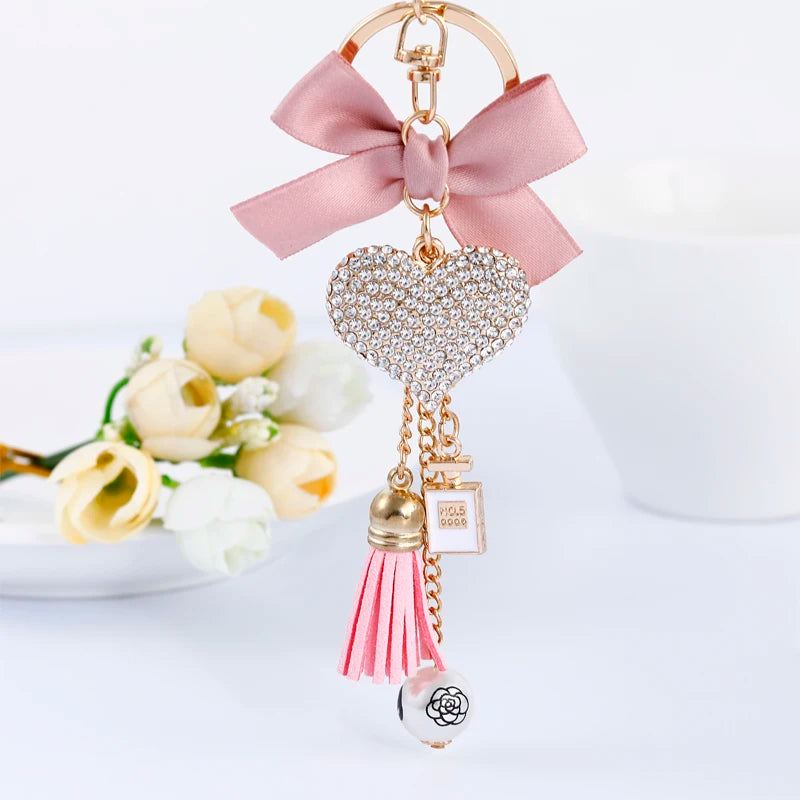 Easya New Pink Bow Love Keychain Backpack Luxury  Jewelry Gift