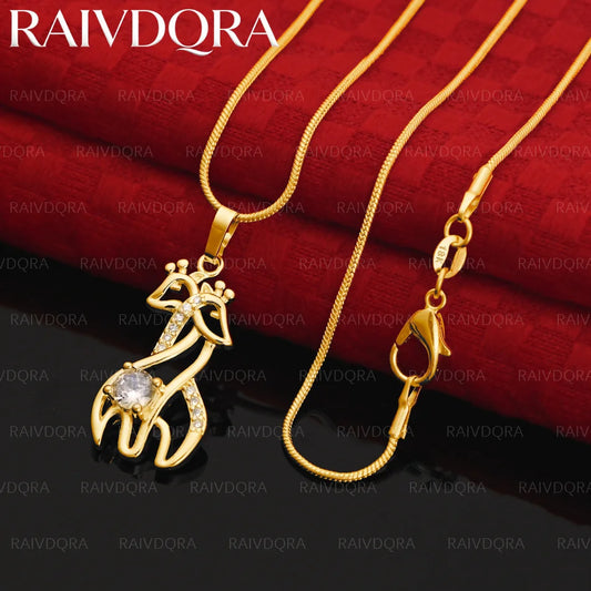 18K Gold Plated Giraffes Pendant Necklace For Women Charm Trend Birthday Gifts Fashion Party Fine Jewelry