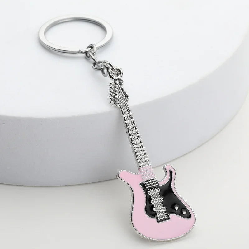 2024 New Guitar Keychain Band Concert Music Festival Souvenir Gift Handbag Schoolbag Pendant Bass Key Rings Wholesale