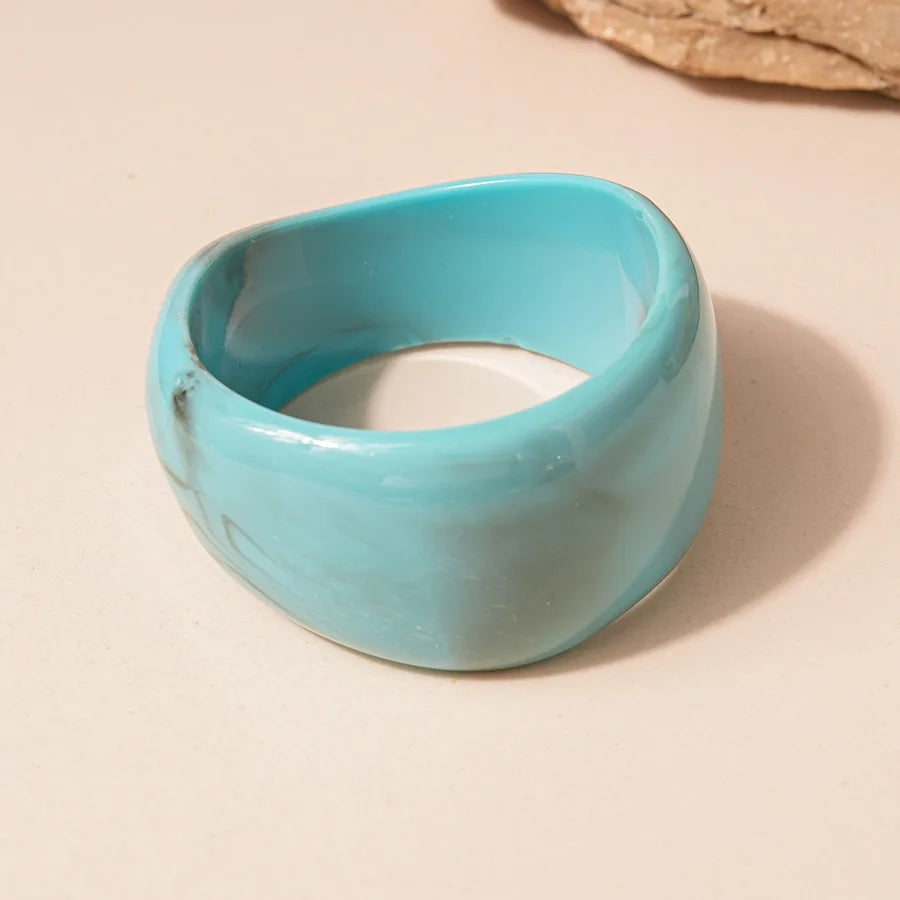 KMVEXO Vintage Turquoise Blue Geometric Resin Bangle Women Irregular Wide Bracelet Ladies Bohemian Beach Acrylic Bangles Jewelry