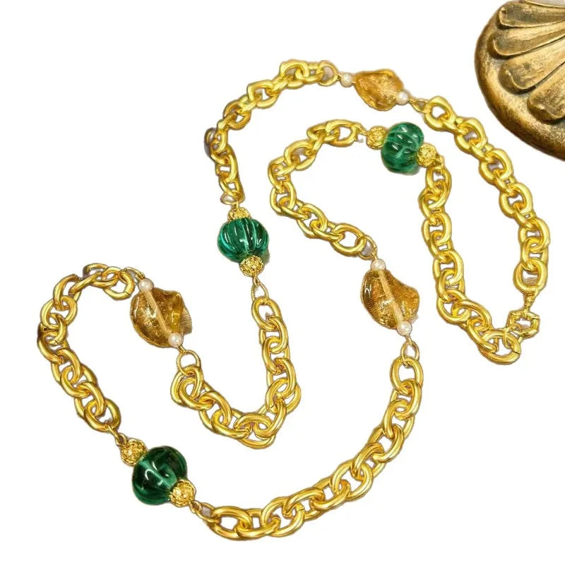 Women Necklaces Vintage Palace Style Glass Glaze Luxury Fashion Jewelry Dinner Party Exquisite Elegant Collares Para Mujer