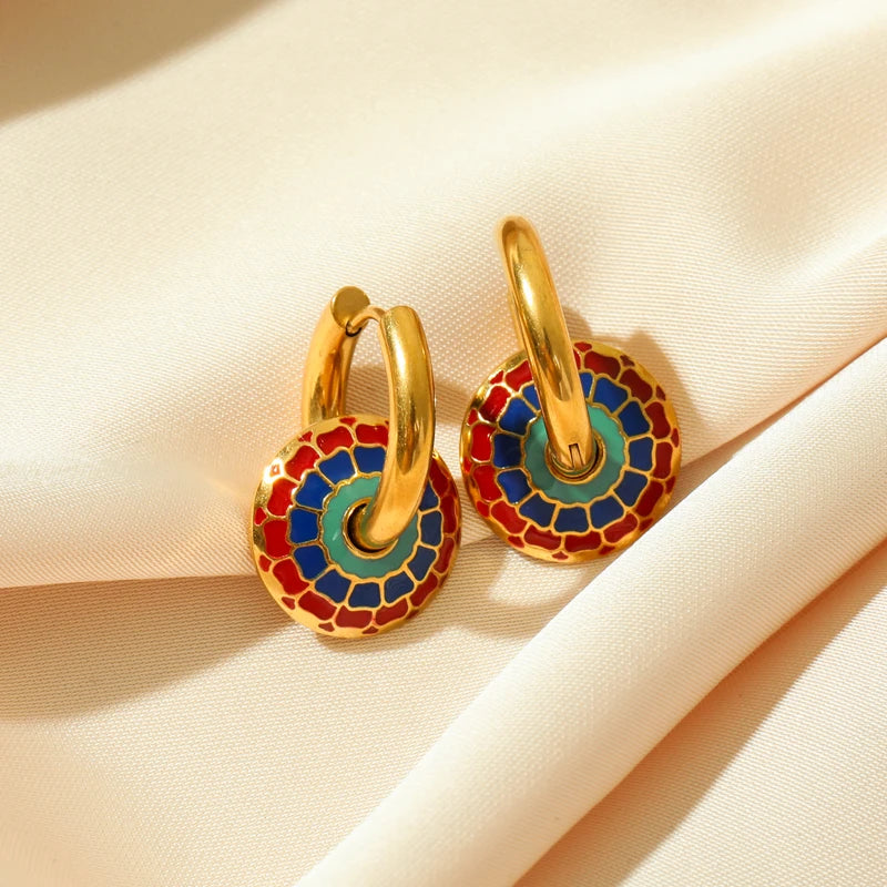 EILIECK 316L Stainless Steel Vintage Hoop Earrings For Women Girl Fashion Waterproof Small Ear Buckle Jewelry Gift Party Bijoux