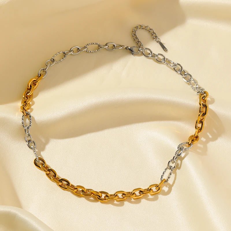 EILIECK 316L Stainless Steel Silver Color High Quality Metal Chain Necklace Bracelet Set Waterproof Popular Casual Jewelry Women