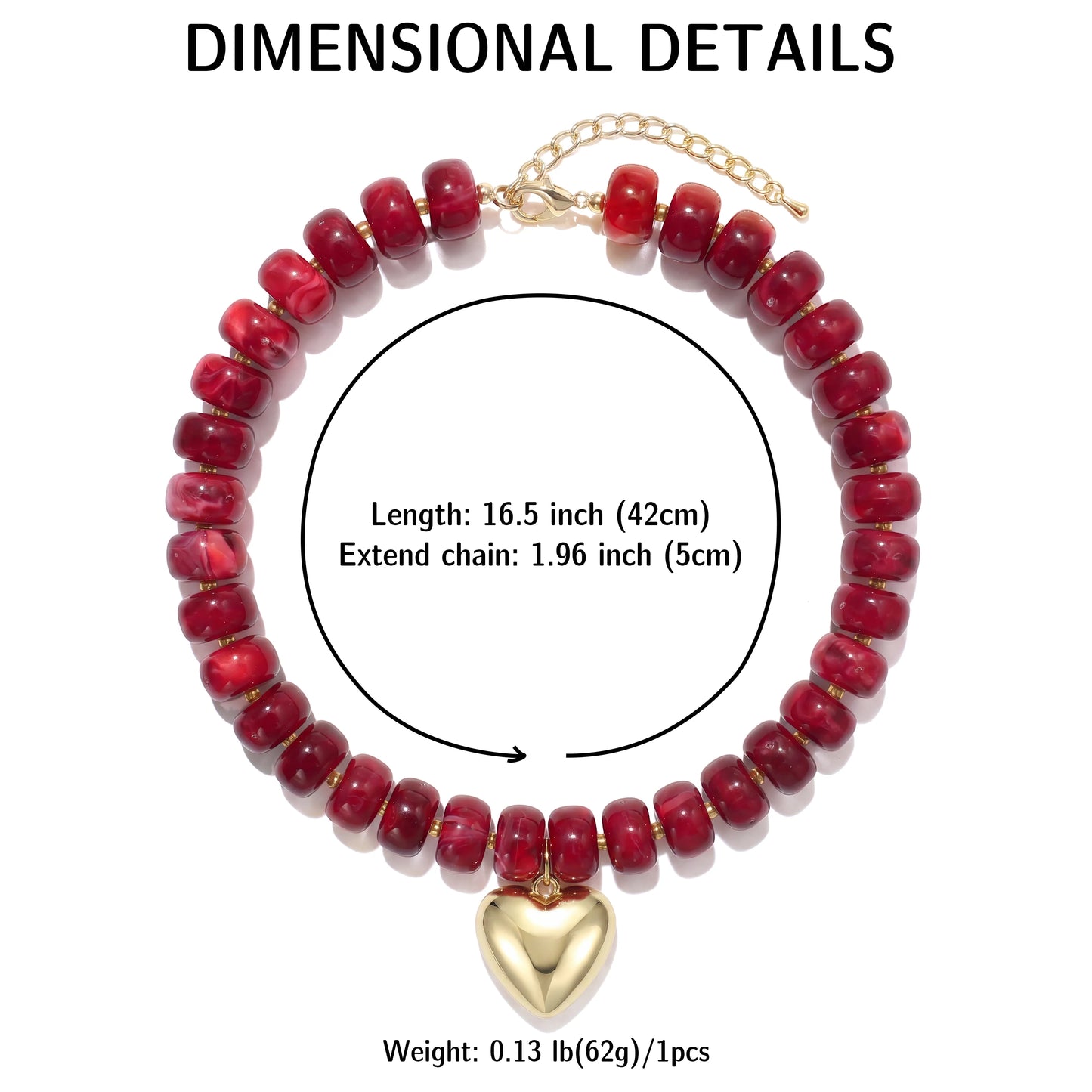 Badu Bohemia Colorful Acrylic Beaded Choker Necklace for  Women 14K Gold Plated Heart Pendant Summer Aesthetic Y2K Jewelry Gift