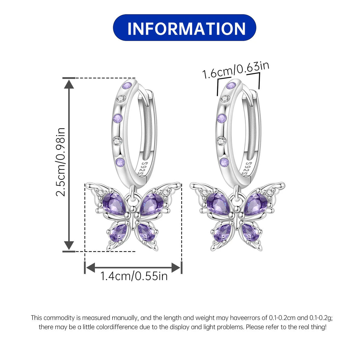 Orstarry 925 Sterling Silver Blue Zircon Dragonfly Drop Earrings Women Earrings Charm Fashion Versatile Party Jewelry Gifts