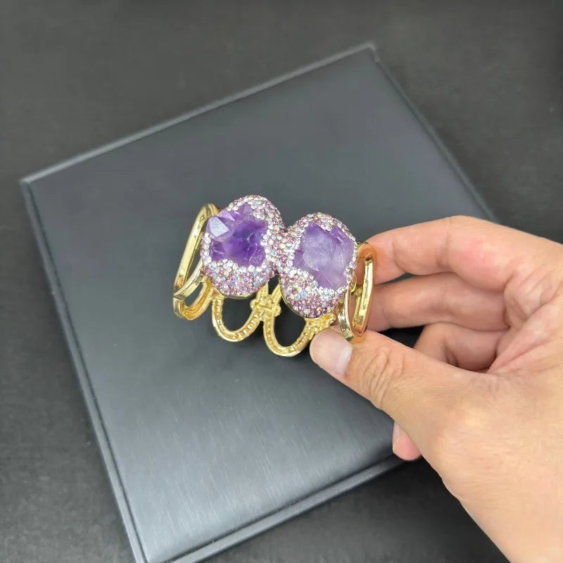 NISHIZAWA Amethyst Earrings for Women Turkish Style Geometric Vintage Jewelry Light Luxury Fashion Elegant Aretes De Mujer