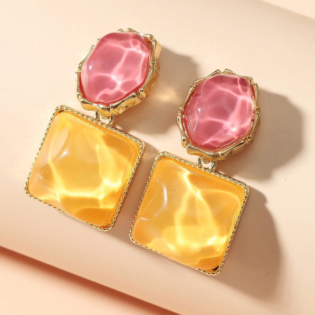 Fashion Asymmetric Blue Square  Drop Earrings For Women Rhinestone Water Ripple Charms Pendant Earrings Designed Jewelry Gifts