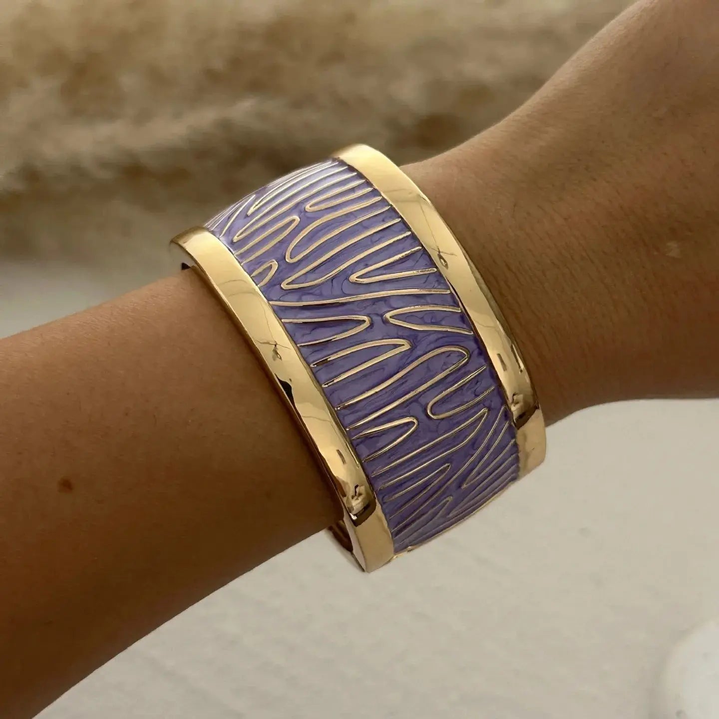 KMVEXO Irregular Purple Color Dripping Oil Zinc Alloy Enamel Bangles Geometric Wide Cuff Spring Bracelets For Women Jewelry ﻿