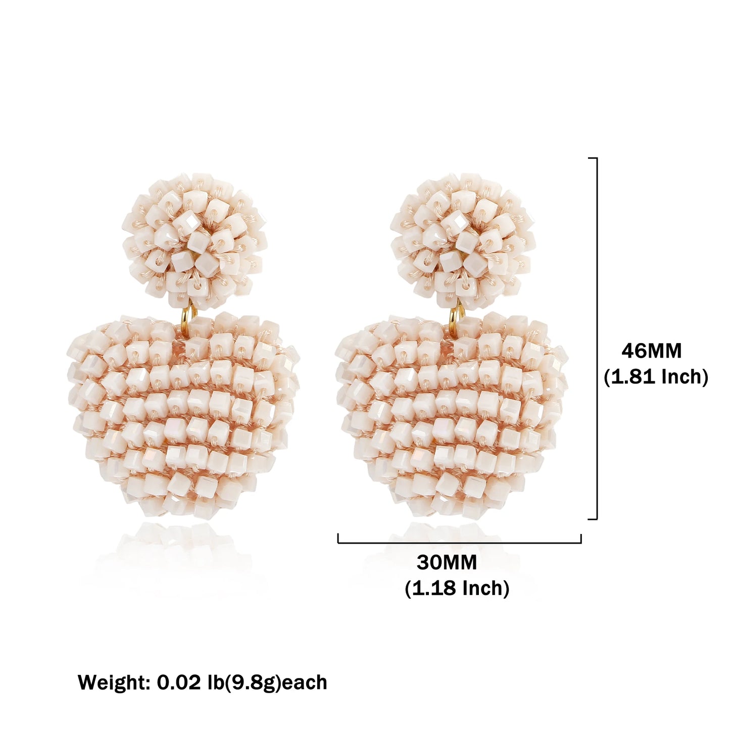 Badu Heart Shape Drop Earrings For Women Handmade Colorful Crystal Beads Big Statement Earrings Summer Party Jewelry Gifts