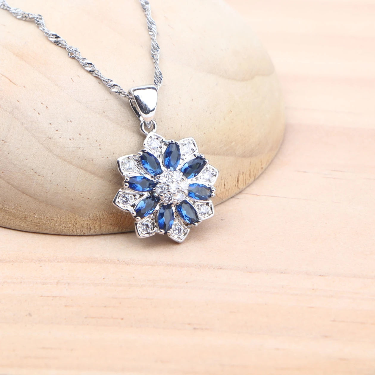 Bridal 925 Sterling Silver Wedding Jewelry Sets Cubic Zircon Rings Pendant Stones Earrings Necklace Set For Women