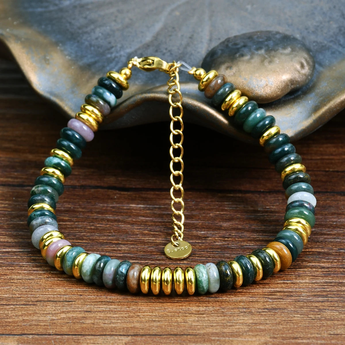 Natural Stone Colorful Mix-Gemstones Beaded Bracelet Bohemian Women's Sweet And Cute Summer Vacation Handmade Jewelry