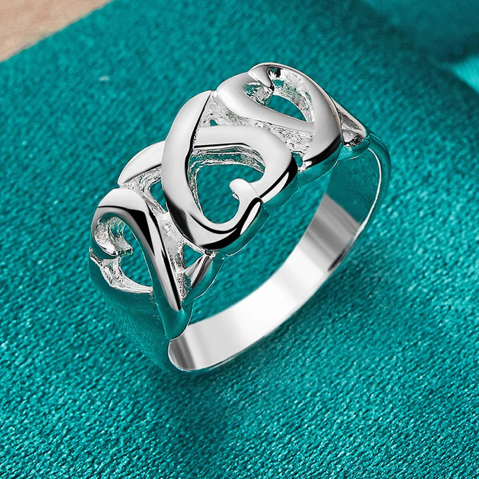 URMYLADY 925 Sterling Silver Love Heart 6-10# Ring For Women Wedding Party Fashion Charm Jewelry