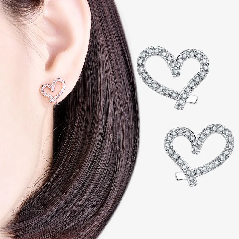925 Sterling Silver Earrings High quality Heart for Women Fashion Jewelry Wedding Engagement Party Gifts cute
