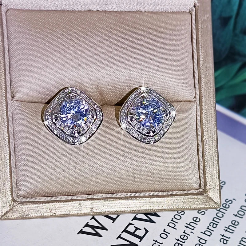 925 sterling silver square ZC ring full ZC micro inlaid earrings pendant clavicle necklace three-piece jewelry set party gift