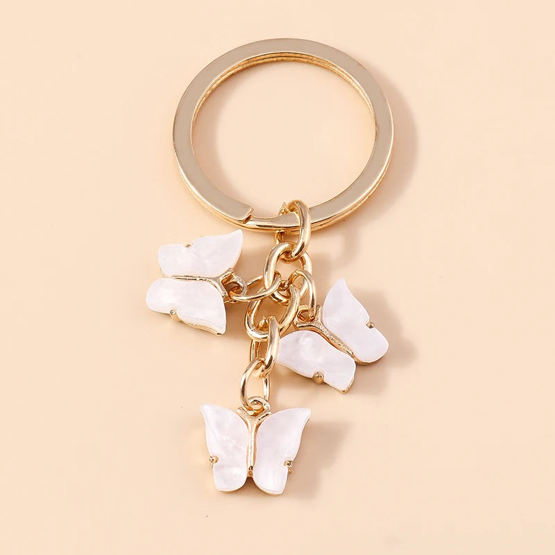 Cute Colorful Butterfly Keychains Enamel Animal Keyrings Souvenir Gift for Women Men Handbag Pendants Key Chains DIY Accessories