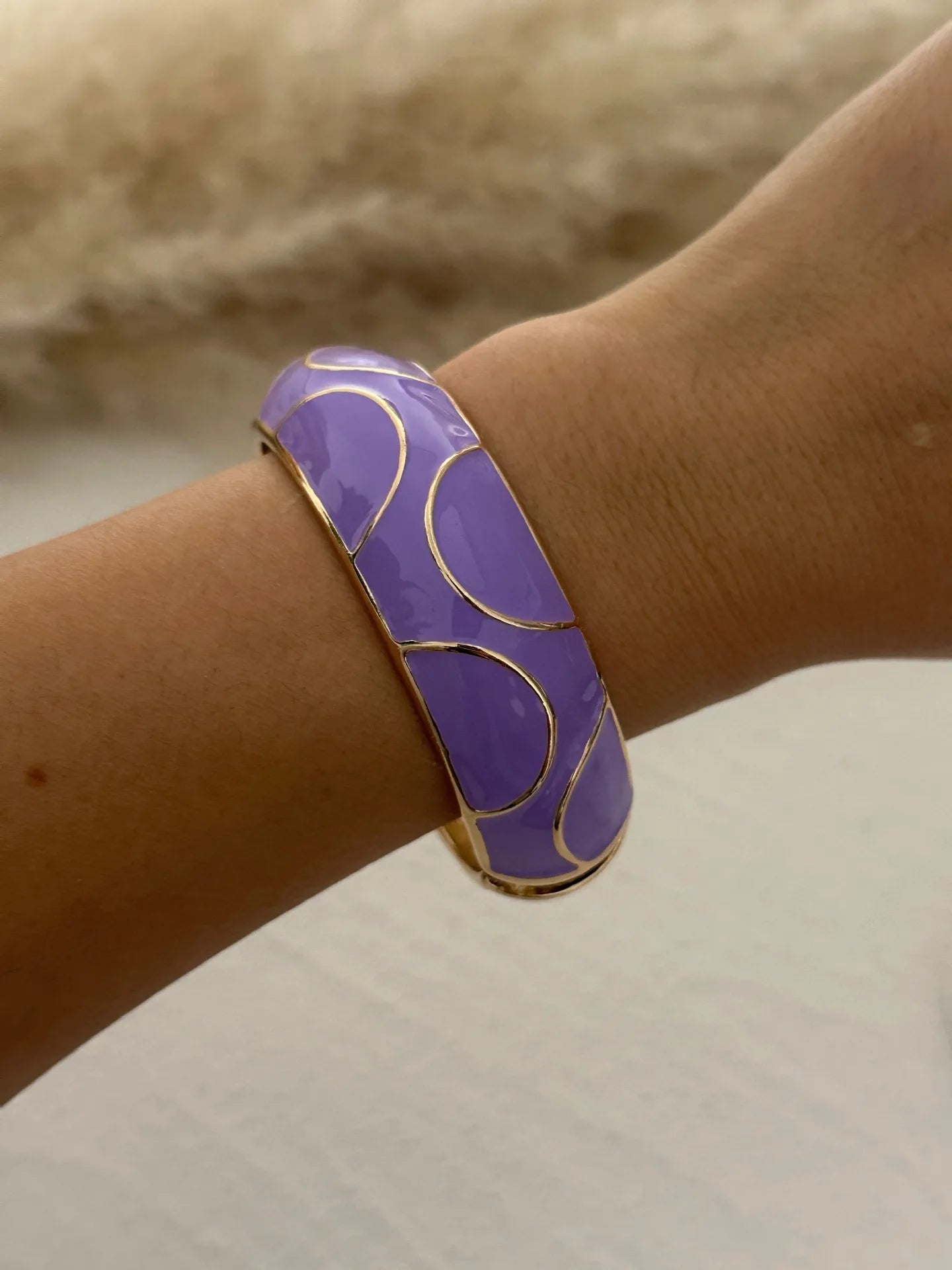 KMVEXO Irregular Purple Color Dripping Oil Zinc Alloy Enamel Bangles Geometric Wide Cuff Spring Bracelets For Women Jewelry ﻿