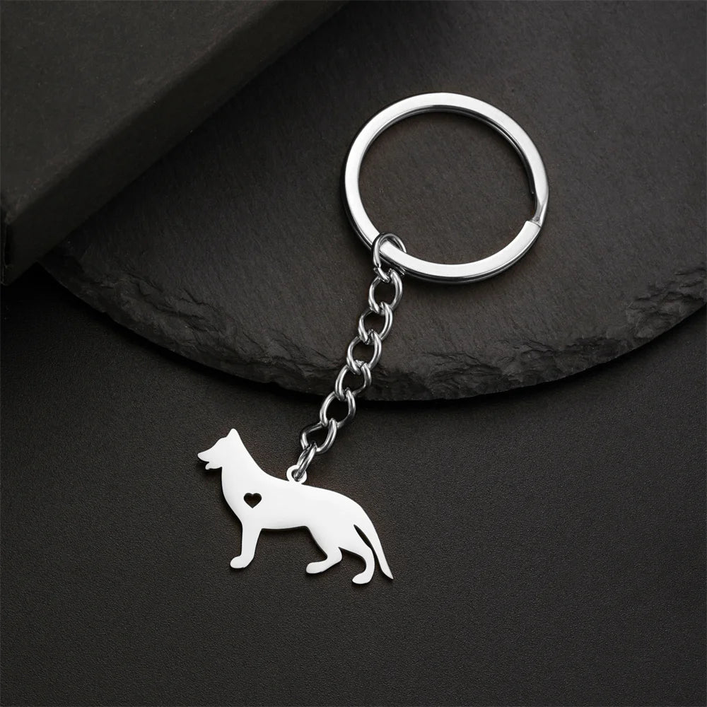 Cute Dog Samoye Keychain for Women Men Stainless Steel Dachshund Puppy Animal Lovers Key Ring for Car Backpack  Jewelry Gifts