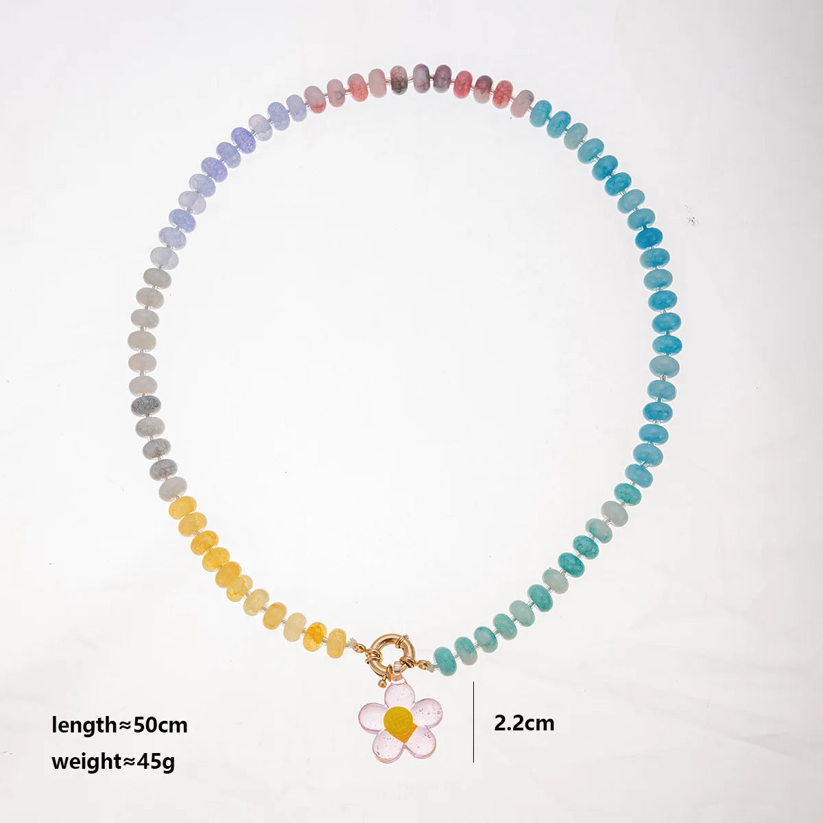 2026 Handmade Acrylic Rainbow Flower Colorful Beaded Necklace Summer Beach Dopamine Necklace Gift