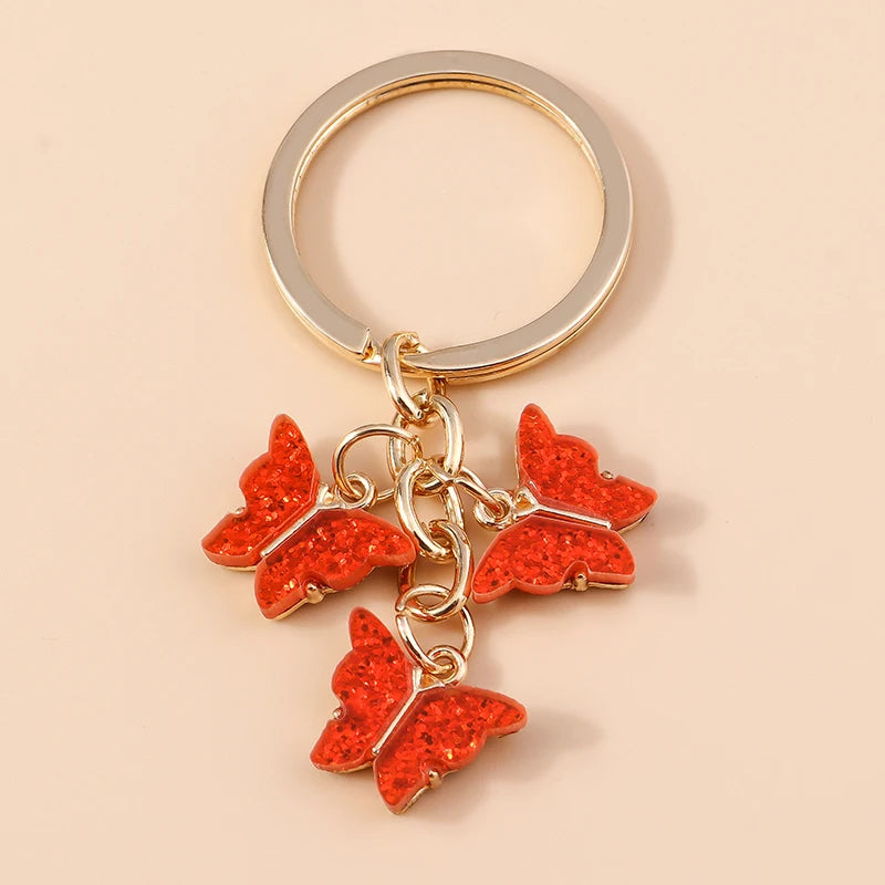 Cute Colorful Butterfly Keychains Enamel Animal Keyrings Souvenir Gift for Women Men Handbag Pendants Key Chains DIY Accessories