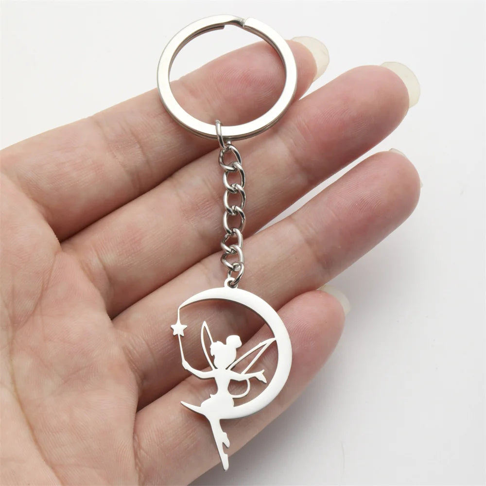 My Shape Fairy Keychain Creative Fantasy Elf Key Ring for Women  Stainless Steel Bag Car Keychain Fashion Jewelry Wholesale